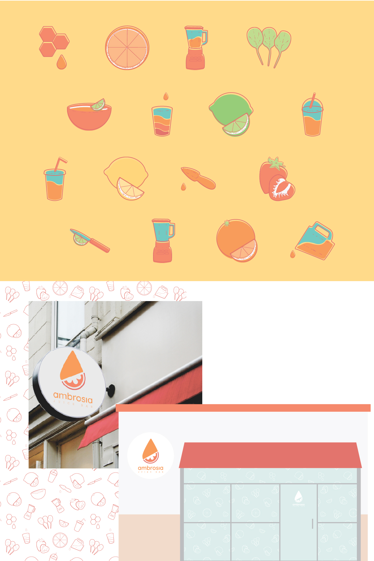 ambrosia icons, pattern, signage