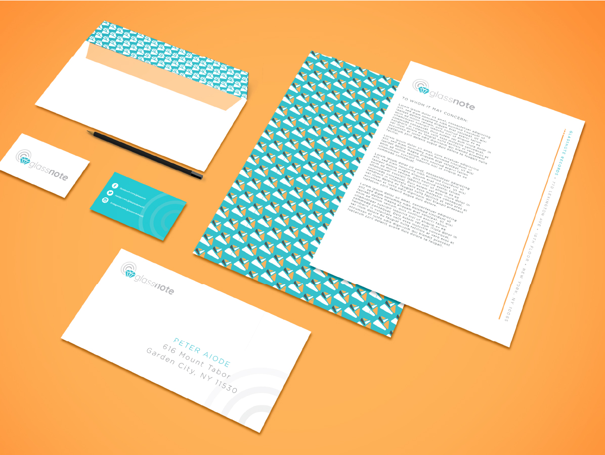 Glassnote rebrand: stationery