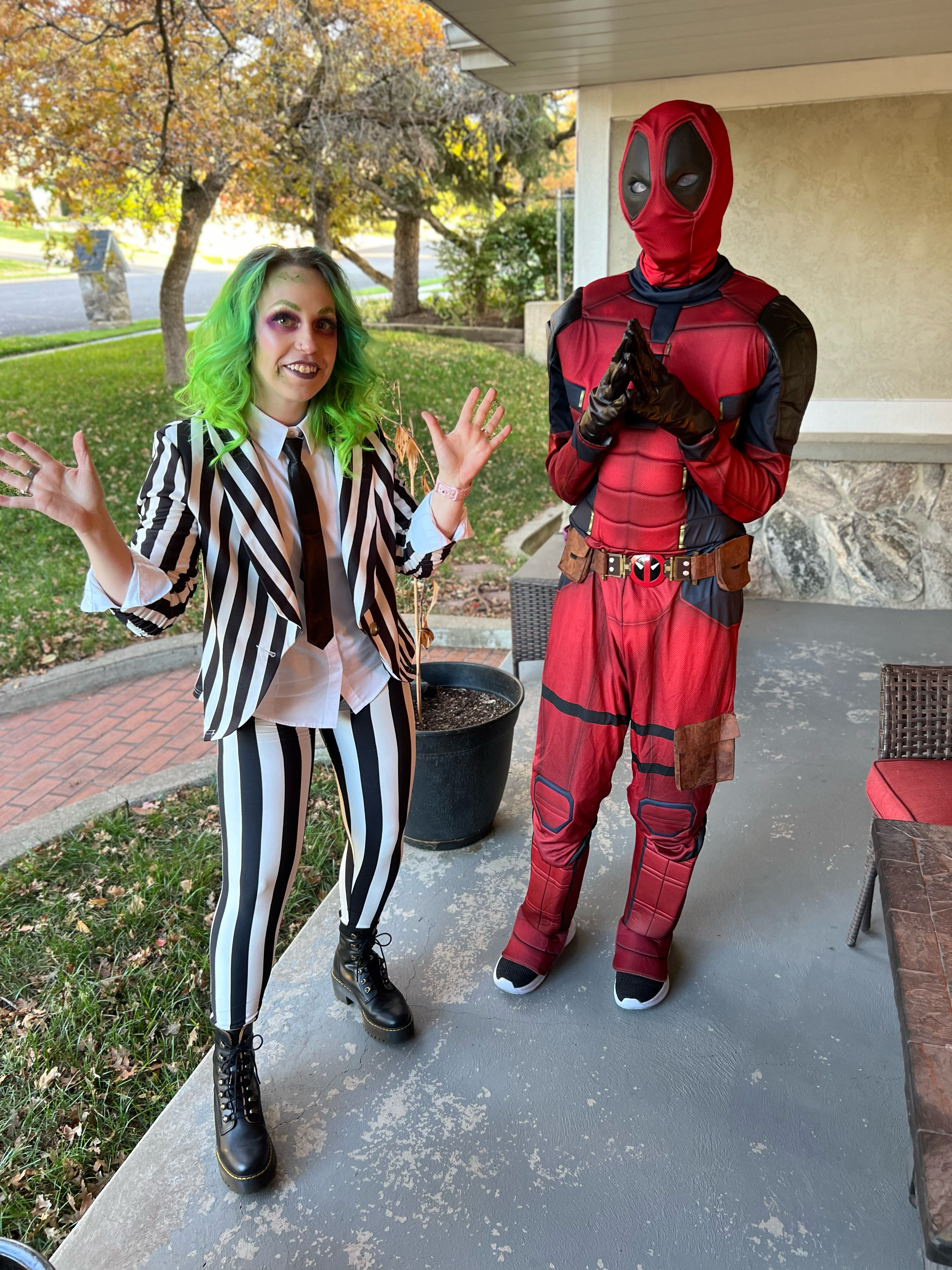 My Betelgeuse costume + my son as Deadpool