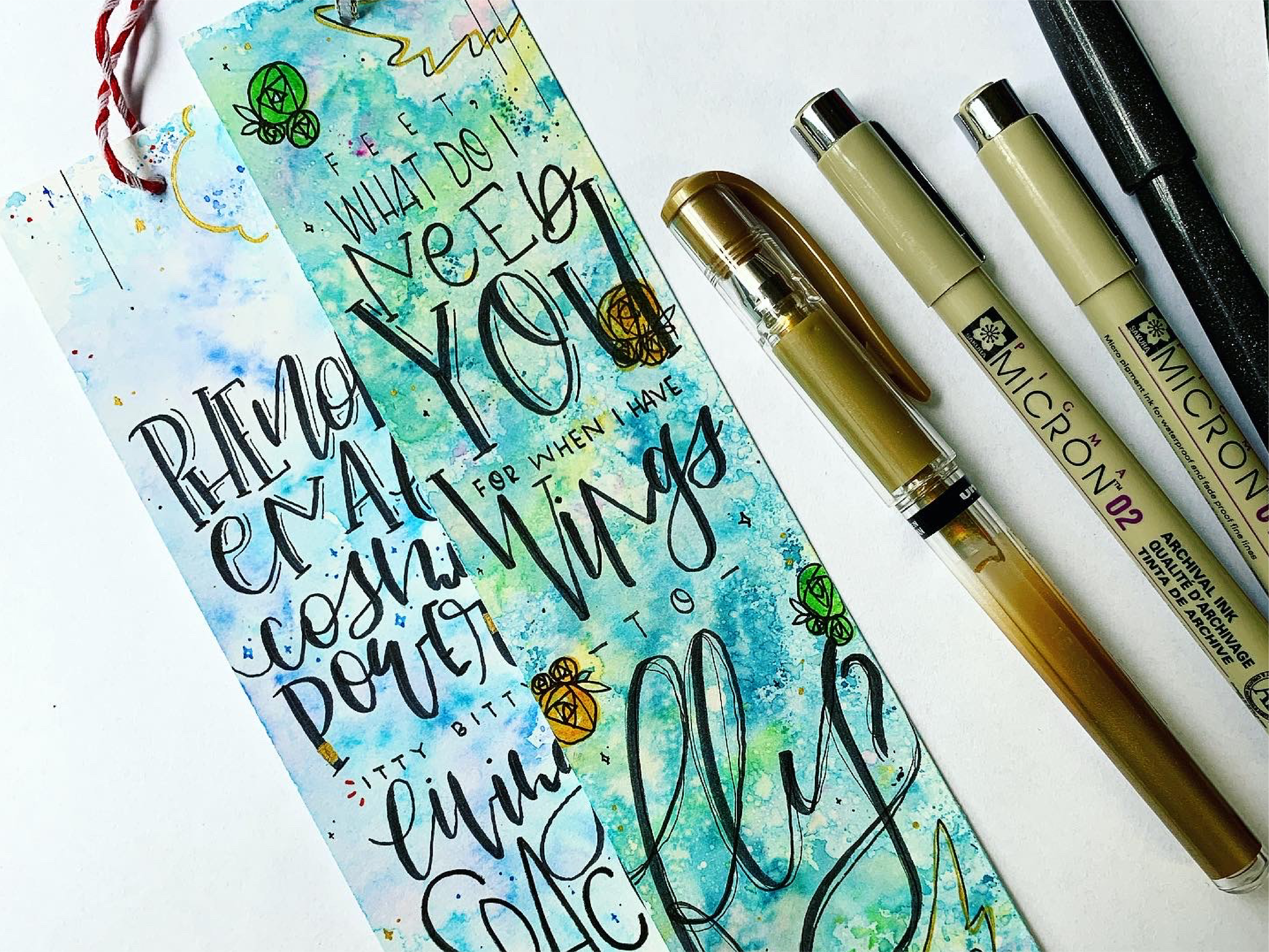 Hand-lettered bookmark