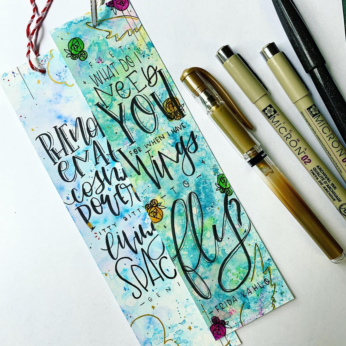 Handlettered & illustrated bookmark pair