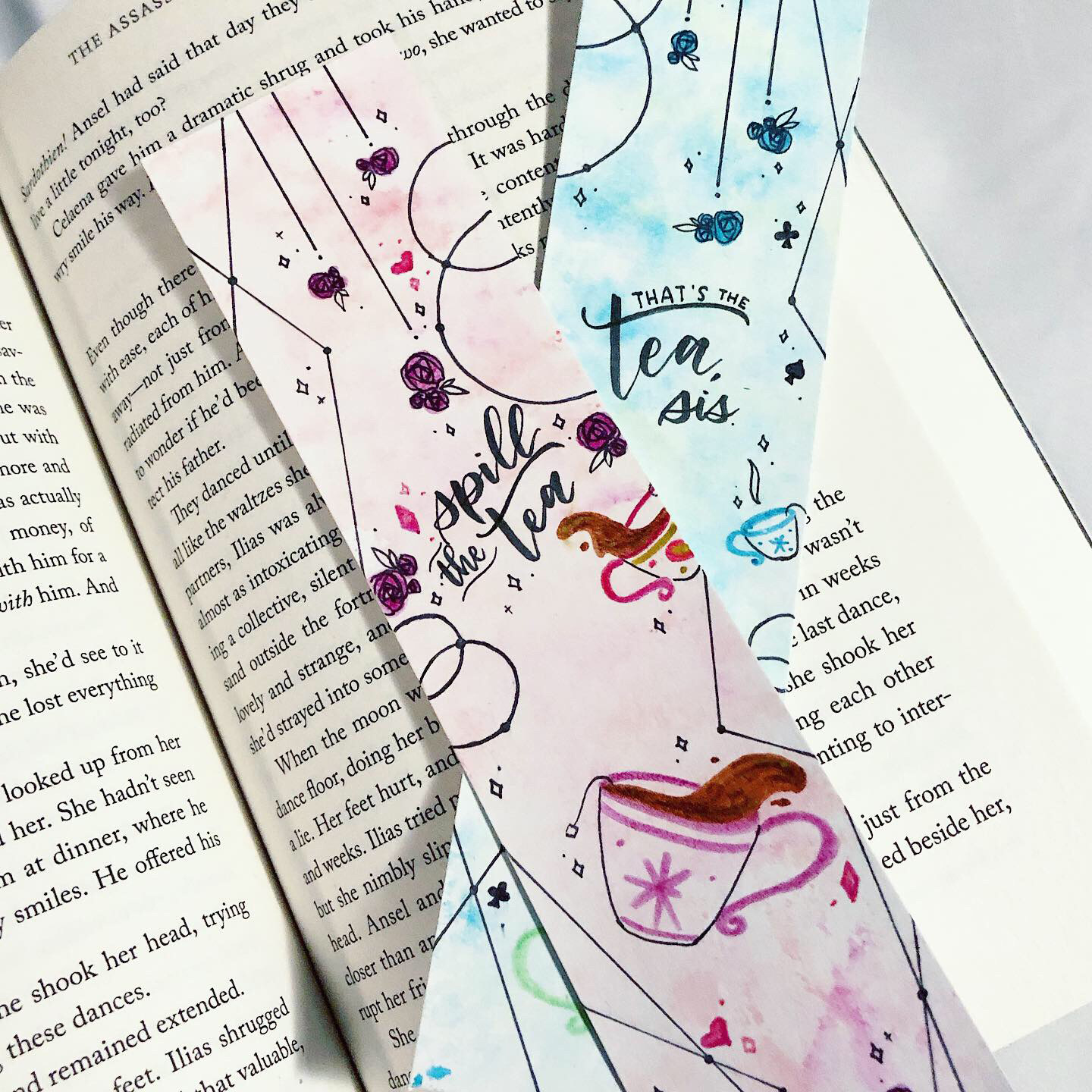 Handlettered & illustrated bookmark pair