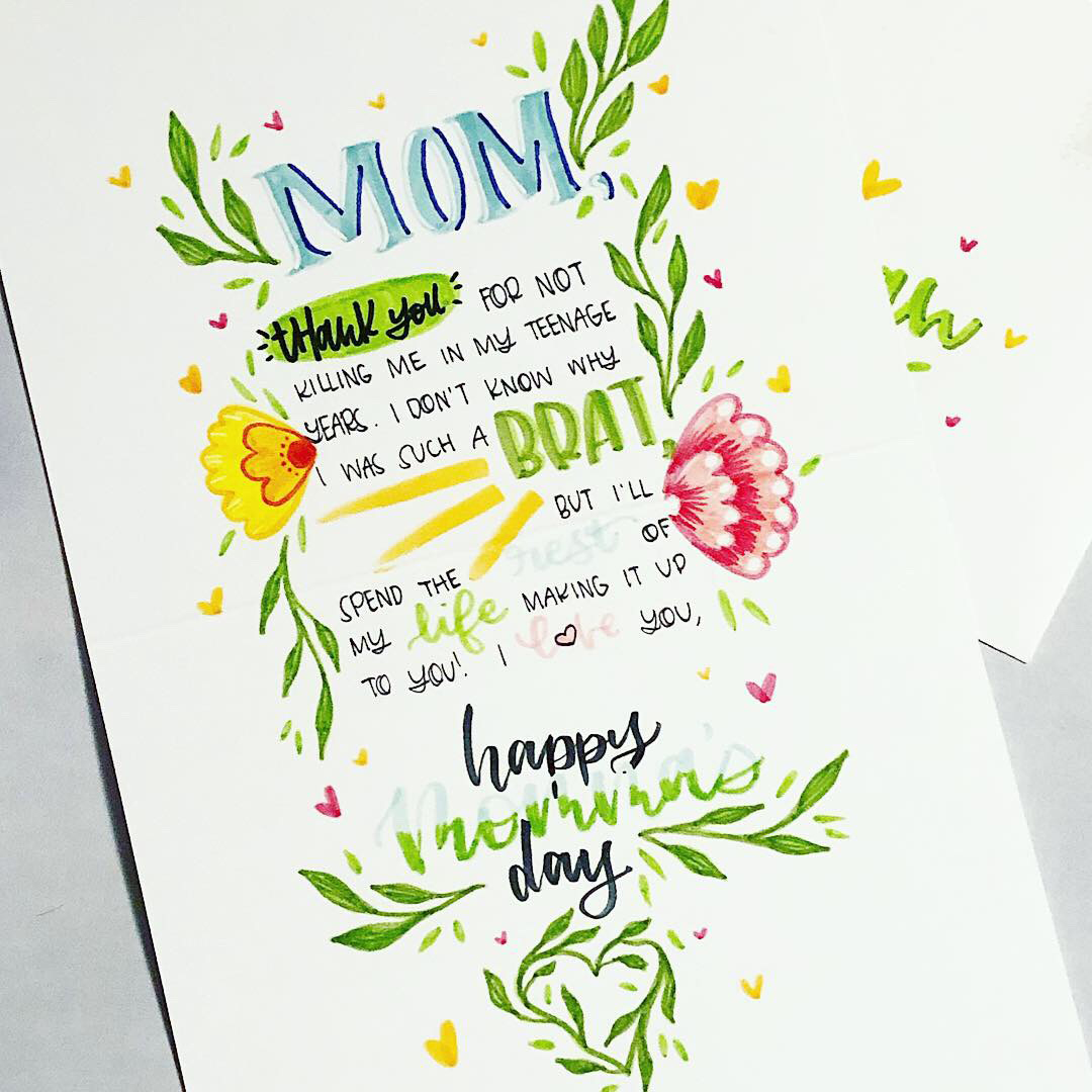 Punkpost handlettering & illustration work: Mother's Day floral