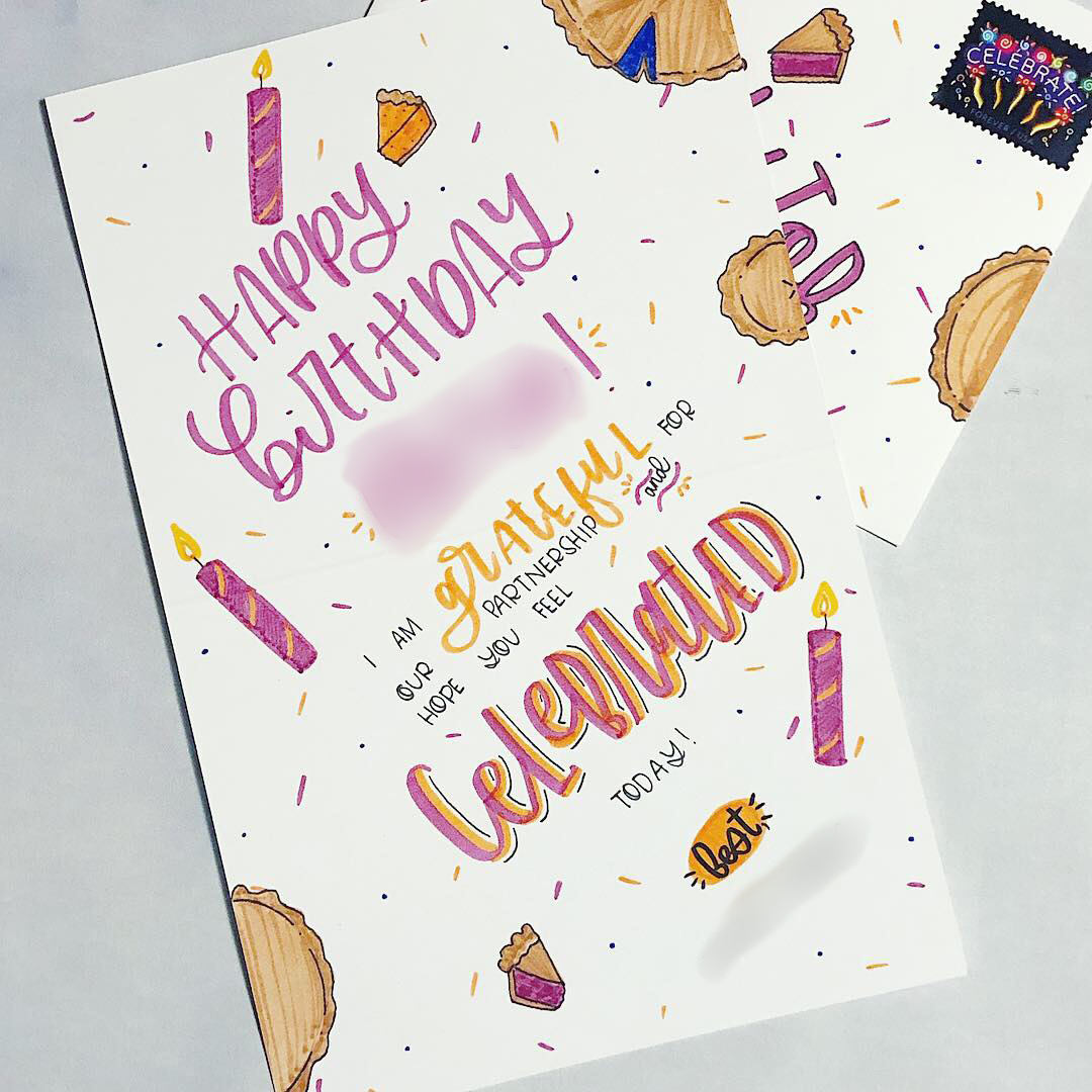 Punkpost handlettering & illustration work: pie b-day